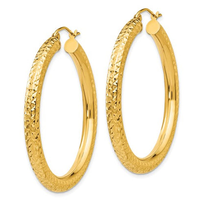 14k Diamond-Cut Hoop Earrings - 40 mm