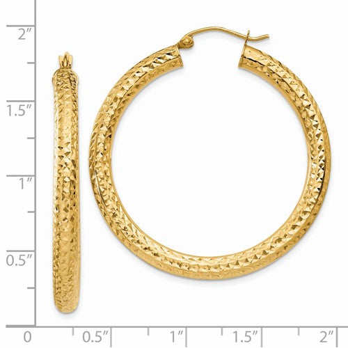 14k Diamond-Cut Hoop Earrings - 40 mm