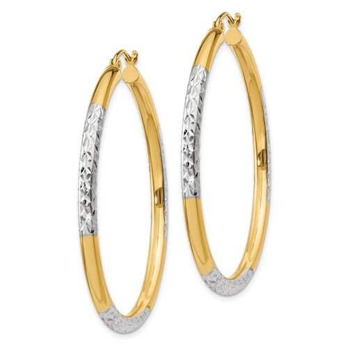 14k Two-Tone Diamond-Cut 45 mm Hoop Earrings