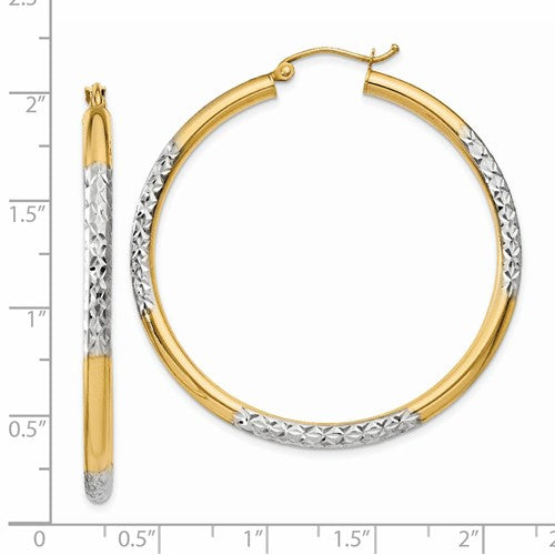 14k Two-Tone Diamond-Cut 45 mm Hoop Earrings