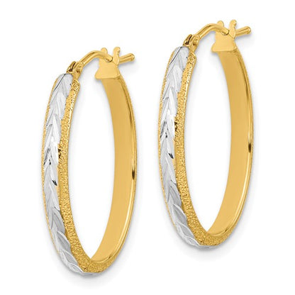 14k Two-Tone Textured Diamond-Cut Hoop Earrings - 28 mm