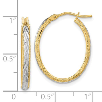 14k Two-Tone Textured Diamond-Cut Hoop Earrings - 28 mm