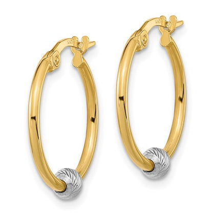 14k Two-Tone Polished-D/C Ball Hoop Earrings