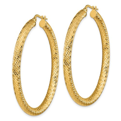 14k Diamond-Cut Hoop Earrings - 51 mm