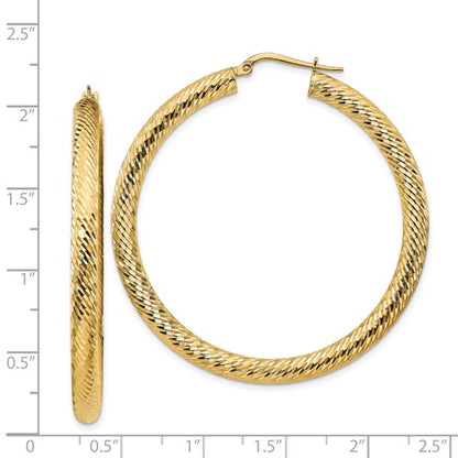 14k Diamond-Cut Hoop Earrings - 51 mm