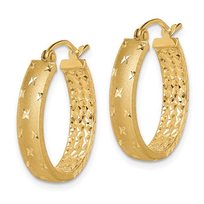 14k Diamond-Cut In/Out Hoop Earrings