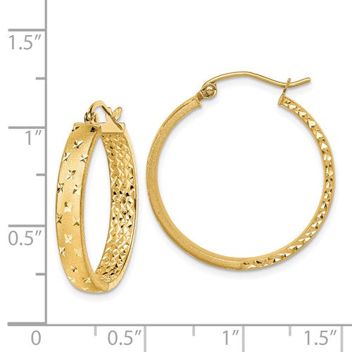 14k Diamond-Cut Hoop Earrings  - 25.5 mm