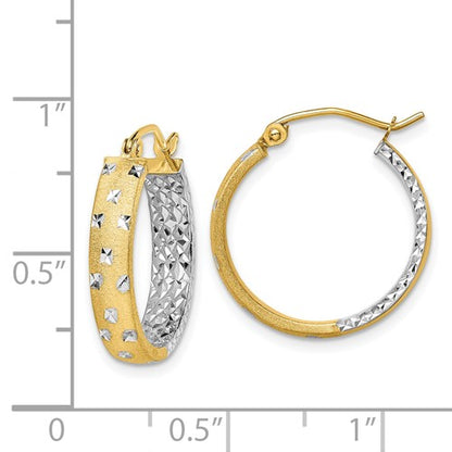14k Two-Tone Diamond-Cut Hoop Earrings 18.5 mm