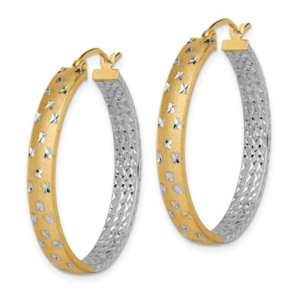 14k Two-Tone Diamond-Cut Hoop Earrings - 28.3 mm