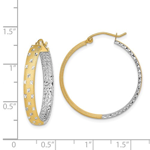 14k Two-Tone Diamond-Cut Hoop Earrings - 28.3 mm