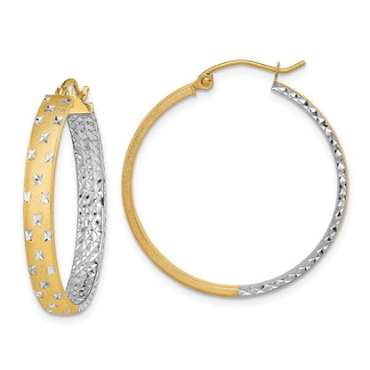 14k Two-Tone Diamond-Cut Hoop Earrings - 28.3 mm