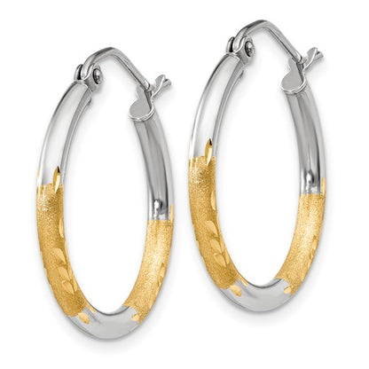 14k Two-Tone Diamond-Cut 17 mm Hoop Earrings