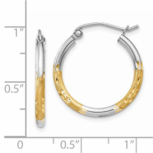 14k Two-Tone Diamond-Cut 17 mm Hoop Earrings