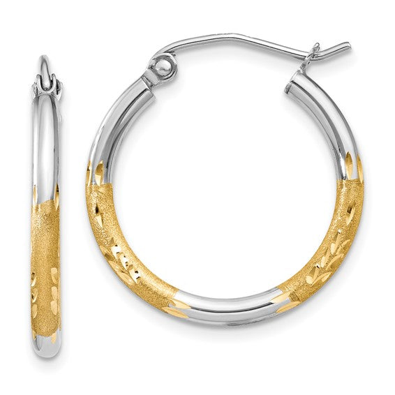 14k Two-Tone Diamond-Cut 17 mm Hoop Earrings