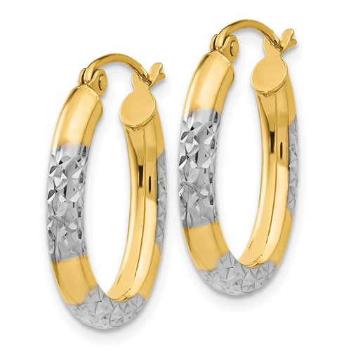 14k Two-Tone Diamond-Cut Hoop Earrings -21mm