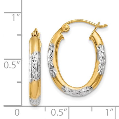 14k Two-Tone Diamond-Cut Hoop Earrings -21mm