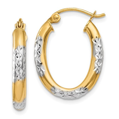 14k Two-Tone Diamond-Cut Hoop Earrings -21mm