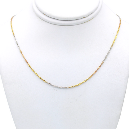 14k Tri-Color Singapore Chain - 1.25 mm