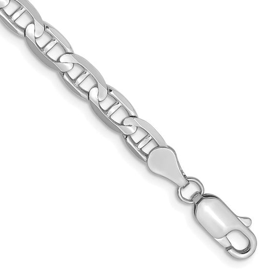 14k White Gold Concave Anchor Bracelet - 4.50 mm