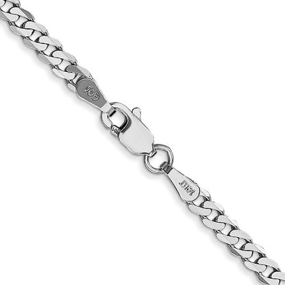 14k White Flat Beveled Curb Link Chains - 2.90 mm