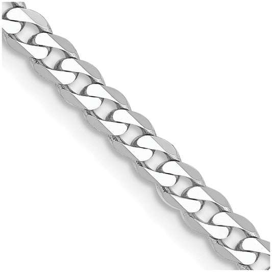 14k White Flat Beveled Curb Link Chains - 2.90 mm