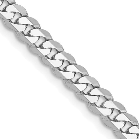 14k White Flat Beveled Curb Link Chain 3.90 mm