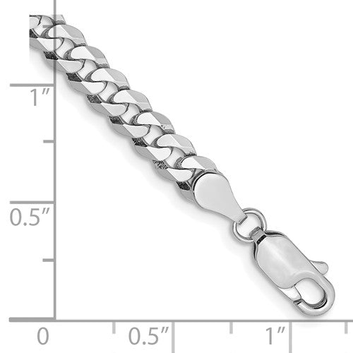 14k White Gold Flat Beveled Curb Link Bracelet - 4.75mm