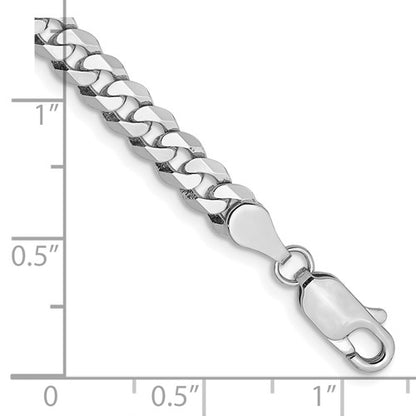 14k White Gold Flat Beveled Curb Link Bracelet - 4.75mm