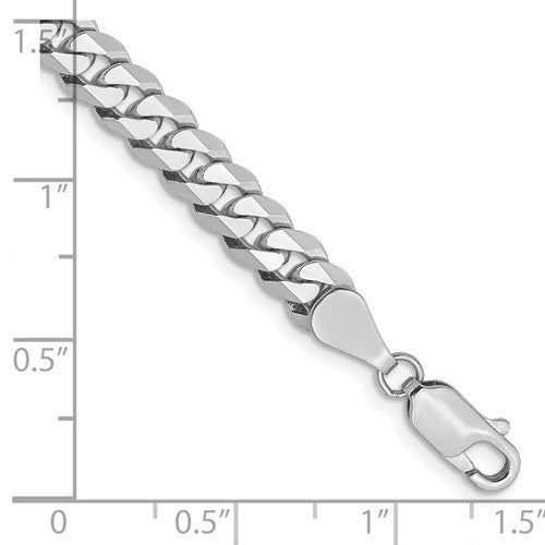 14k White Gold Flat Beveled Curb Link Bracelet - 5.75mm