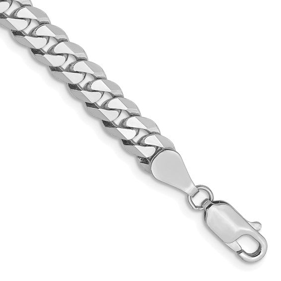 14k White Gold Flat Beveled Curb Link Bracelet - 5.75mm