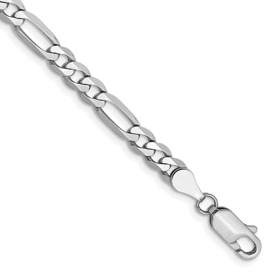 14k White Gold Flat Figaro Link Bracelet - 4.50mm