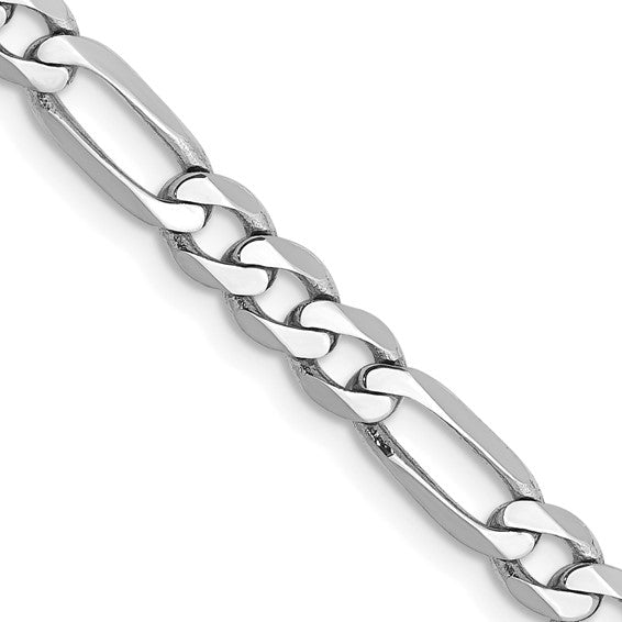 14k White Flat Figaro Chain 4.50 mm