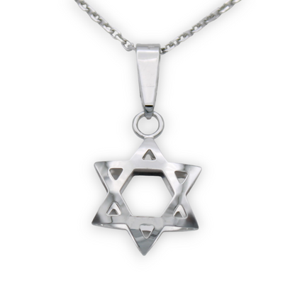 14k White Star of David Pendant