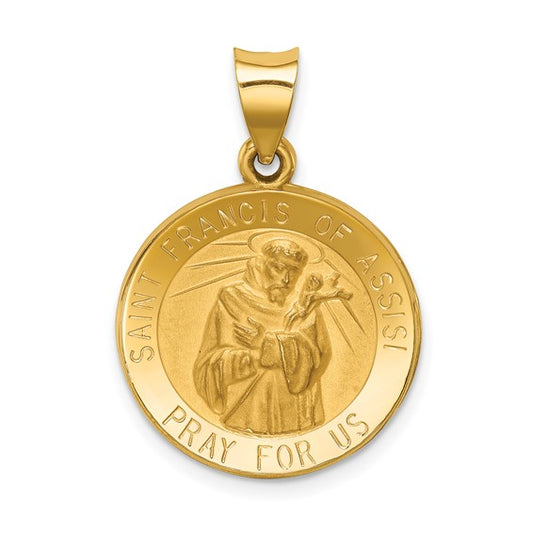 14k St. Francis of Assisi Medallion  - 27 mm