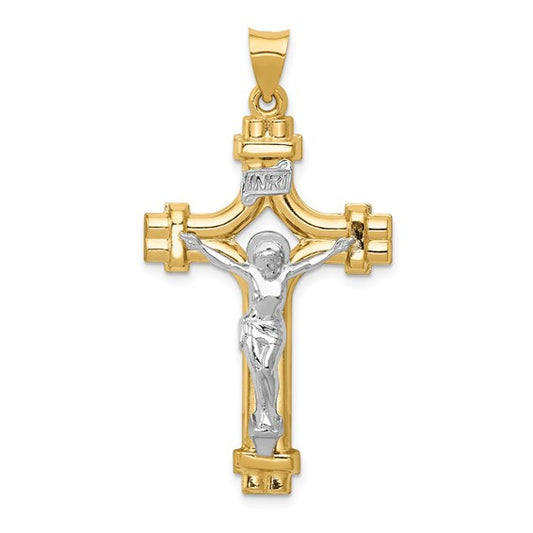 14k Two-Tone Crucifix Pendant