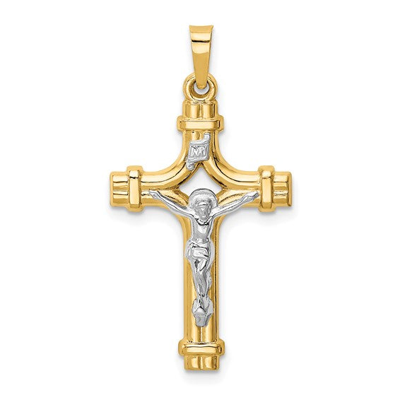 14k Two-Tone Crucifix Pendant