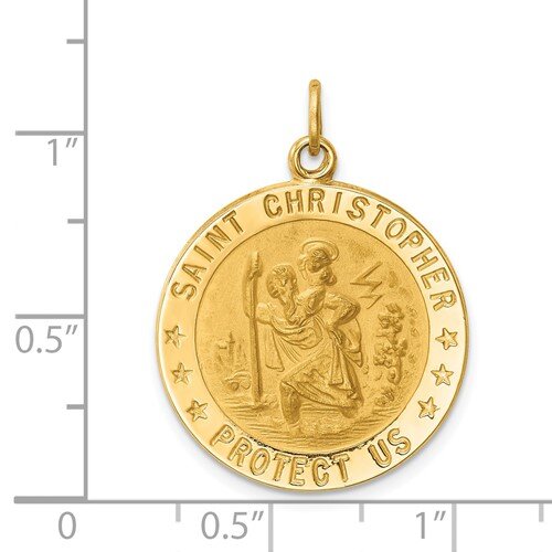 14k Yellow Gold St. Christopher Medallion - 22 mm