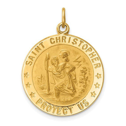 14k Yellow Gold St. Christopher Medallion - 22 mm