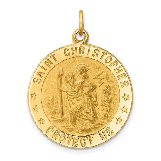 14k Yellow Gold St. Christopher Medallion - 22 mm