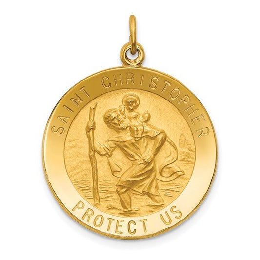 14k Yellow Gold St. Christopher Medallion - 23.5 mm