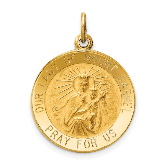 14k Our Lady of Mount Carmel Medallion - 25 mm