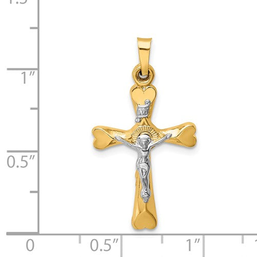 14k Two-Tone Crucifix Pendant