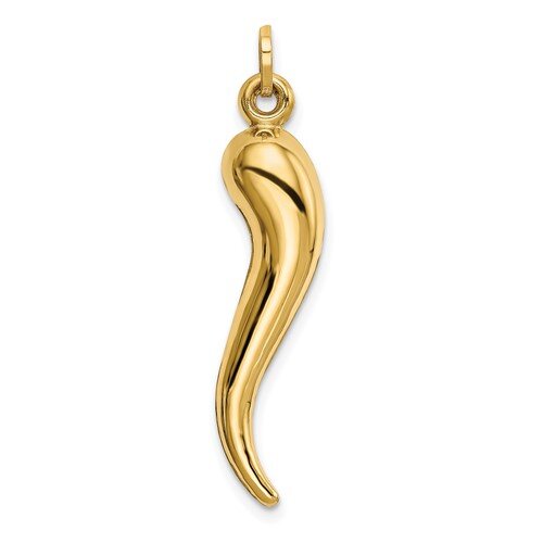 14k Hollow Italian Horn Charm 33x8mm