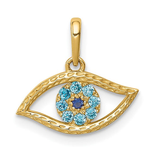 14k Blue CZ Eye Charm